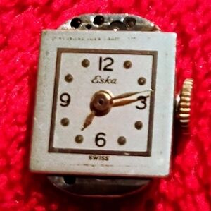 Vintage 20th Century Eska Ladies Watch Movement with Gold Accents